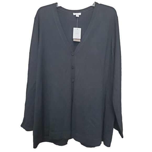 J Jill Black Wool Blend Long Sleeve Button-Up Cardigan Sweater Size XL NWT - Picture 1 of 7